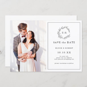Minimalist Black and White Photo Modern Wedding Save The Date
