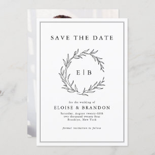Minimalist Black and White Photo Modern Wedding Save The Date