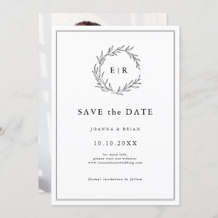 Minimalist Black and White Photo Modern Wedding Save The Date