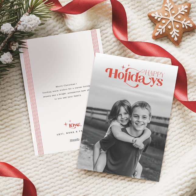 Minimalist Black and White Photo Retro Christmas Holiday Card (Creator Uploaded)