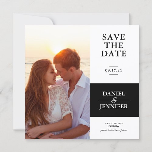 Minimalist Black and White Photo Save The Date