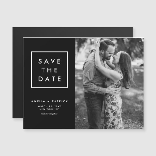 Minimalist Black and White Photo Save the Date Magnetic Invitation