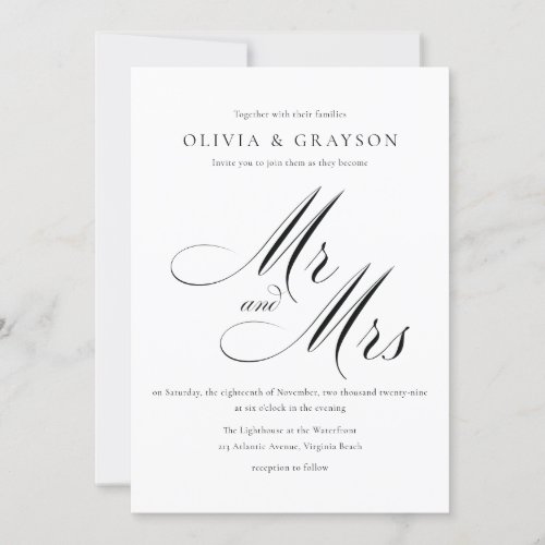 Minimalist Black and White Photo Wedding  Invitation