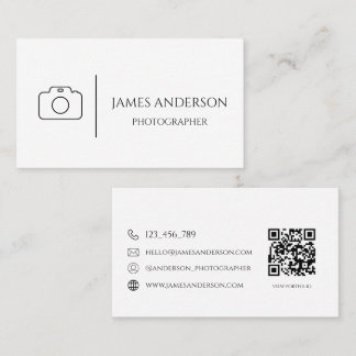 Minimalist Black And White Photographer Business Card
