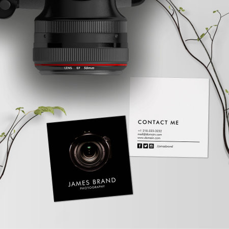 Minimalist Black And White Photography Square Business Card
