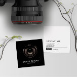 Minimalist Black And White Photography Square Business Card at Zazzle
