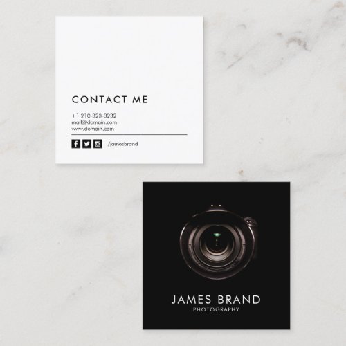 Minimalist Black and White Photography Square Business Card