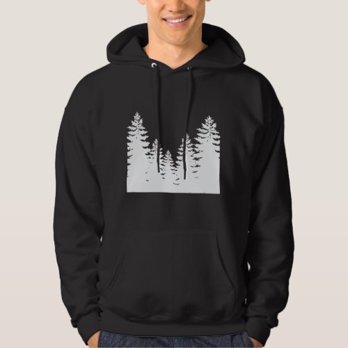Minimalist black and white pine tree silhouette    hoodie