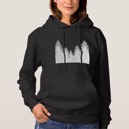 Minimalist black and white pine tree silhouette    hoodie