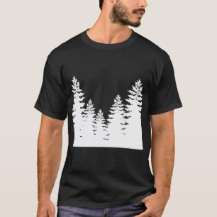 Minimalist black and white pine tree silhouette    T-Shirt