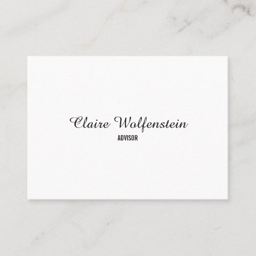 Minimalist Black and White Professional Script Business Card