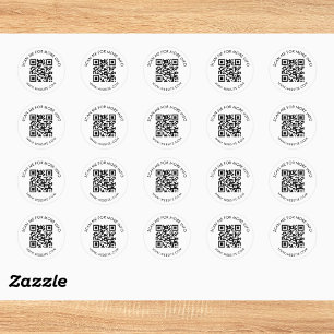 Minimalist Black and White QR Code Classic Round Sticker