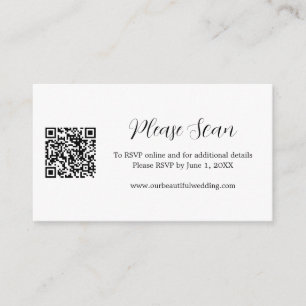 Minimalist Black and White QR Code Modern Wedding Enclosure Card