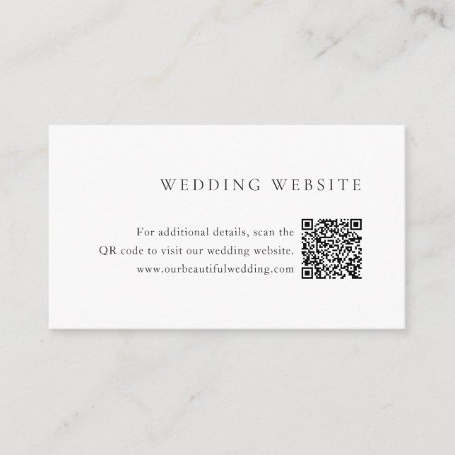 Minimalist Black and White QR Code Modern Wedding Enclosure Card (Front)