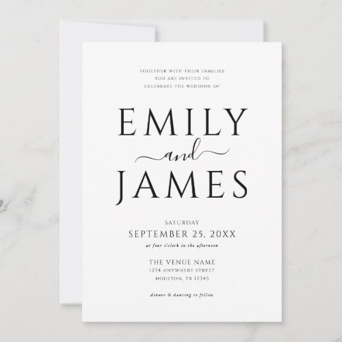 Minimalist Black and White QR Code Wedding Invitation