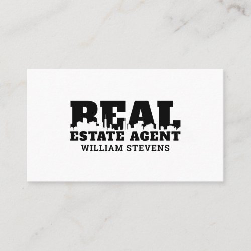 Minimalist black and white realtor  business card