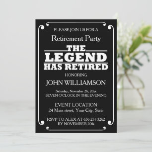 Minimalist Black and White Retirement Party  Invitation