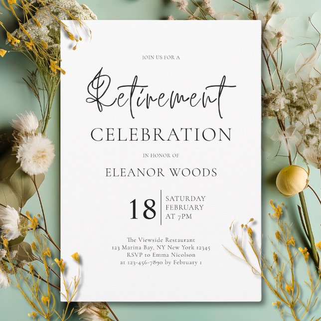 Minimalist Black and White Retirement Party Invitation (Creator Uploaded)