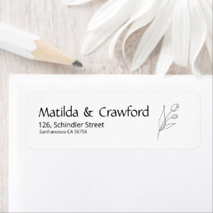 Minimalist black and white return address label
