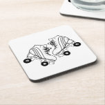 Minimalist Black And White Roller Skates Drawing Beverage Coaster<br><div class="desc">Minimalist Black And White Roller Skates Drawing. Two quads roller skate illustration in black and white. Simple aesthetic roller skating,  roller skates black and white modern illustration.</div>