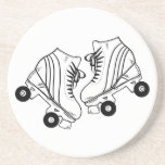 Minimalist Black And White Roller Skates Drawing  Coaster<br><div class="desc">Minimalist Black And White Roller Skates Drawing. Two quads roller skate illustration in black and white. Simple aesthetic roller skating,  roller skates black and white modern illustration.</div>