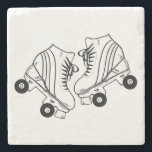 Minimalist Black And White Roller Skates Drawing  Stone Coaster<br><div class="desc">Minimalist Black And White Roller Skates Drawing. Two quads roller skate illustration in black and white. Simple aesthetic roller skating,  roller skates black and white modern illustration.</div>