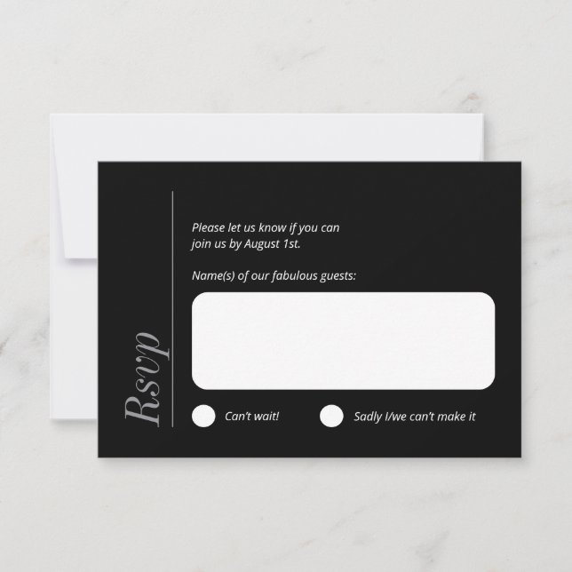 Minimalist Black and White RSVP card (Front)