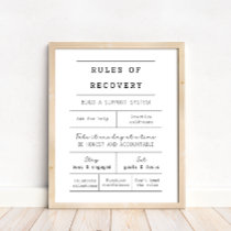 Minimalist Black And White  Rules Of Sobriety Poster