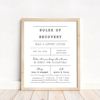 Minimalist Black And White  Rules Of Sobriety Poster