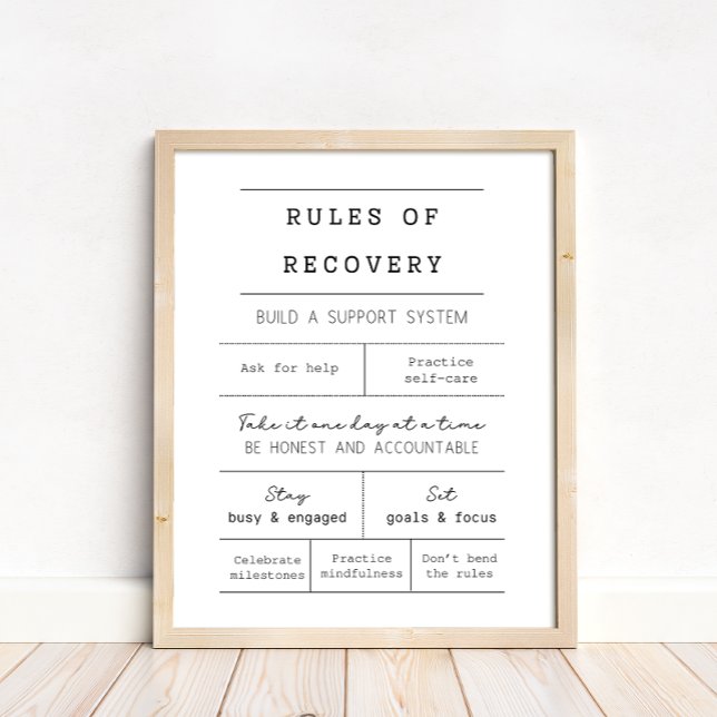 Minimalist Black And White  Rules Of Sobriety Poster (Creator Uploaded)