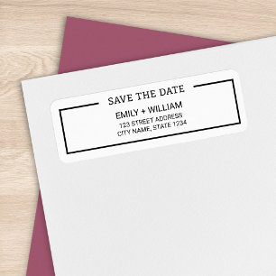 Minimalist Black and White Save the Date Address Label
