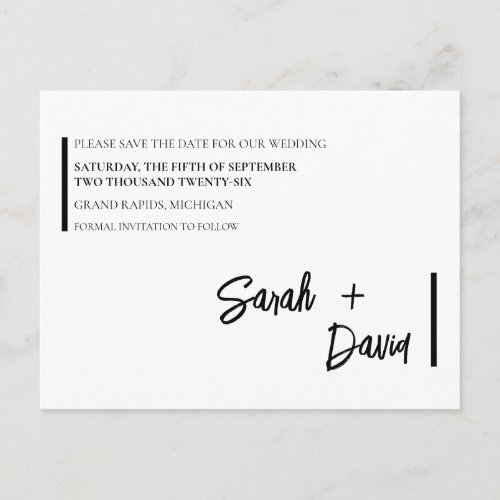 Minimalist Black and White Save the Date Card