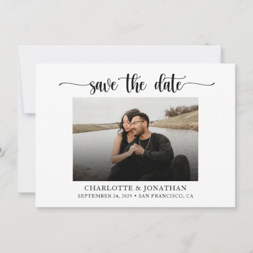 Minimalist Black and White Save The Date Card