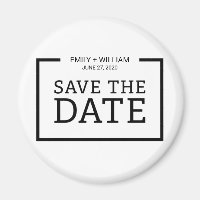 Minimalist Black and White Save the Date Magnet