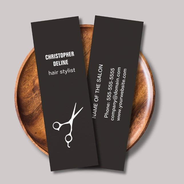 Minimalist Black and White Scissor Hair Stylist Mini Business Card (Creator Uploaded)