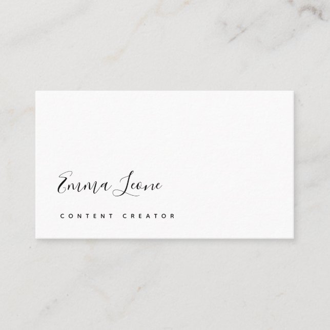 Minimalist Black and White Script Business Card (Front)