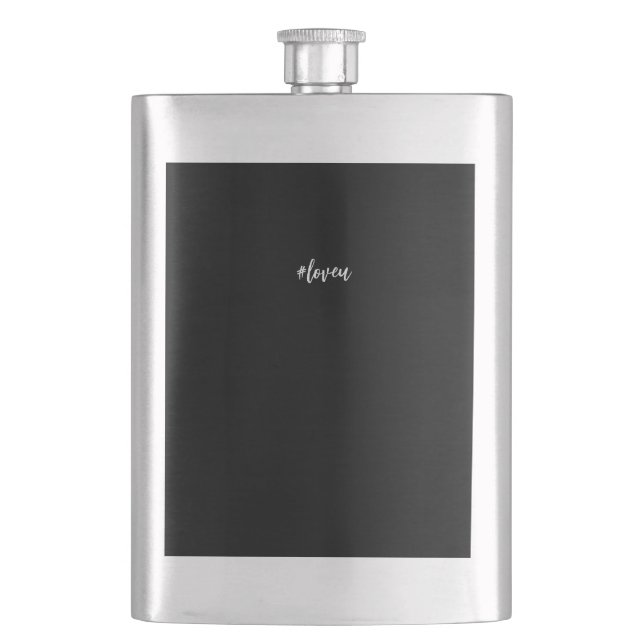 Minimalist Black and white script chic Flask (Front)