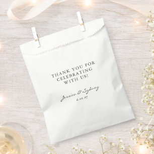 Minimalist Black and White Script Custom Thank You Favor Bag