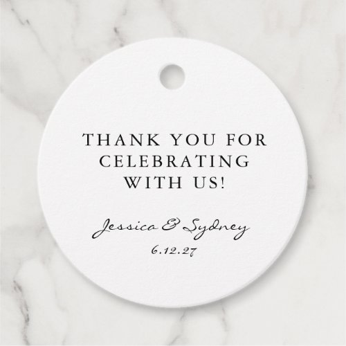 Minimalist Black and White Script Custom Thank You Favor Tags
