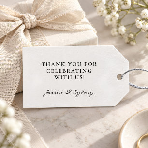 Minimalist Black and White Script Custom Thank You Gift Tags