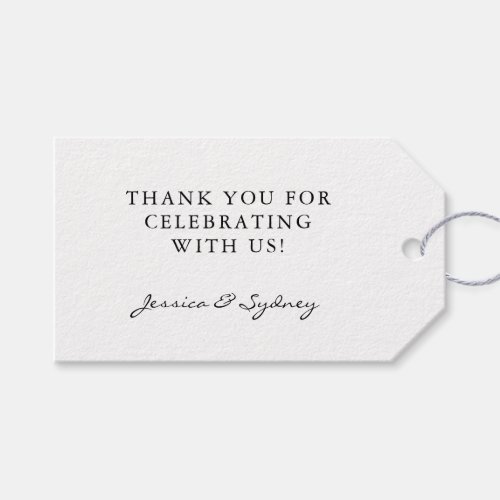 Minimalist Black and White Script Custom Thank You Gift Tags