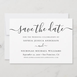 Minimalist Black and White Script   Elegant Photo Save The Date