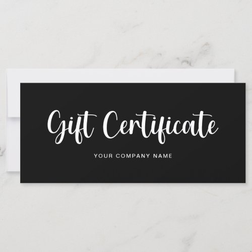 Minimalist Black and White Script Gift Certificate