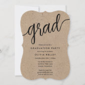 Minimalist Black and White Script Graduation Party Invitation (Front)