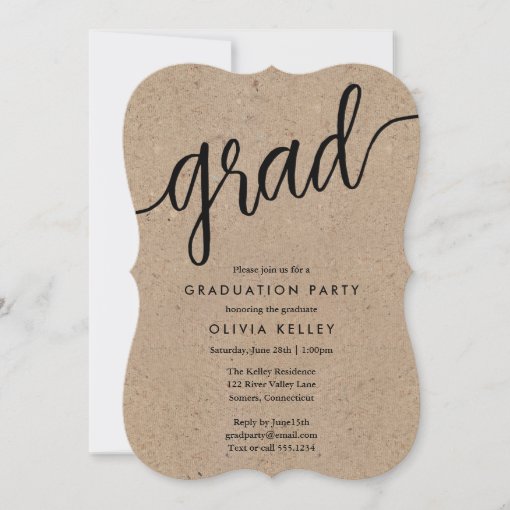 Minimalist Black and White Script Graduation Party Invitation | Zazzle
