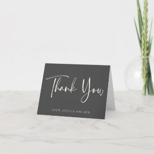 Minimalist Black and White Script Personalized  Letterpress Thank You Card
