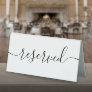 Minimalist Black And White Script Reserved Table Tent Sign