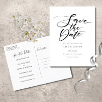 Minimalist Black and White Script Save the Date