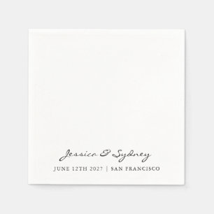 Minimalist Black and White Script Wedding Custom Napkins