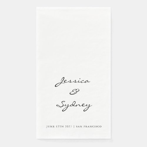 Minimalist Black and White Script Wedding Custom Paper Guest Towels